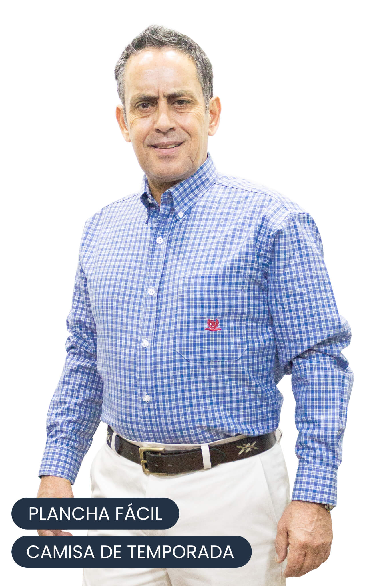 Camisa Oxford Cuadrille Manga Larga - Azul