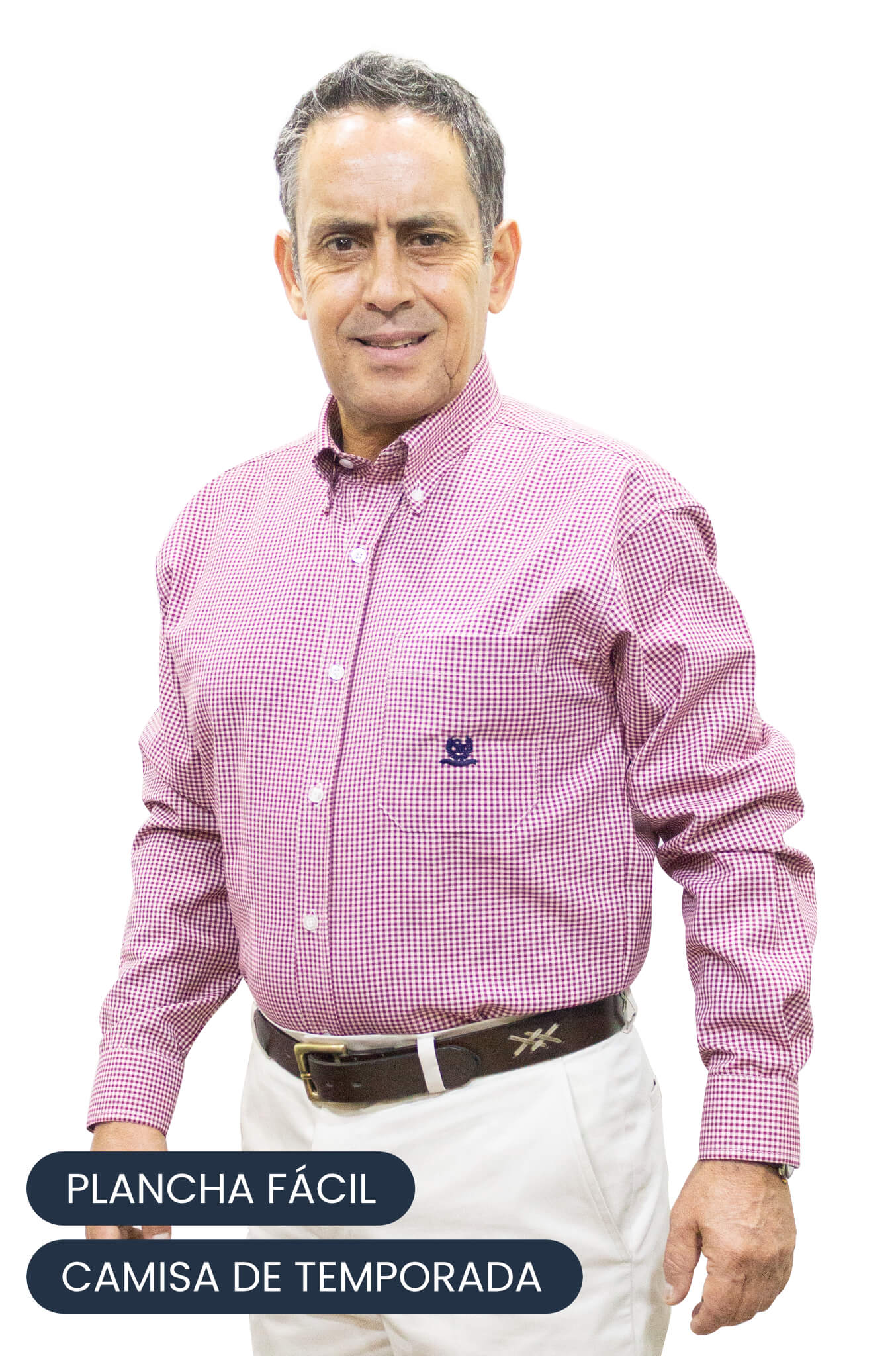 Camisa Oxford Cuadrille Manga Larga - Vino