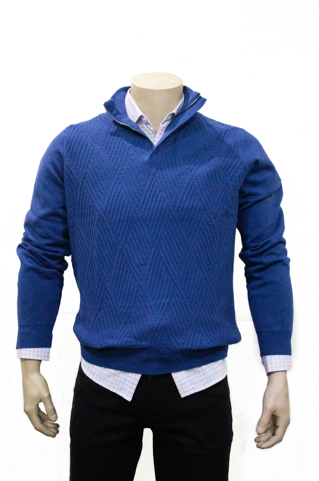 Sweater medio cierre - Azul